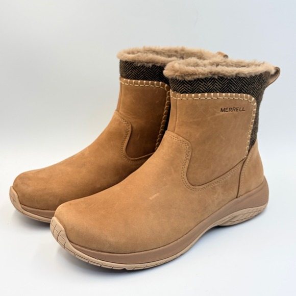 Merrell Shoes - Merrell Women's 9.5 Encore Ice 5 Mid Zip Otter Waterproof Faux Fur Fleece Lined